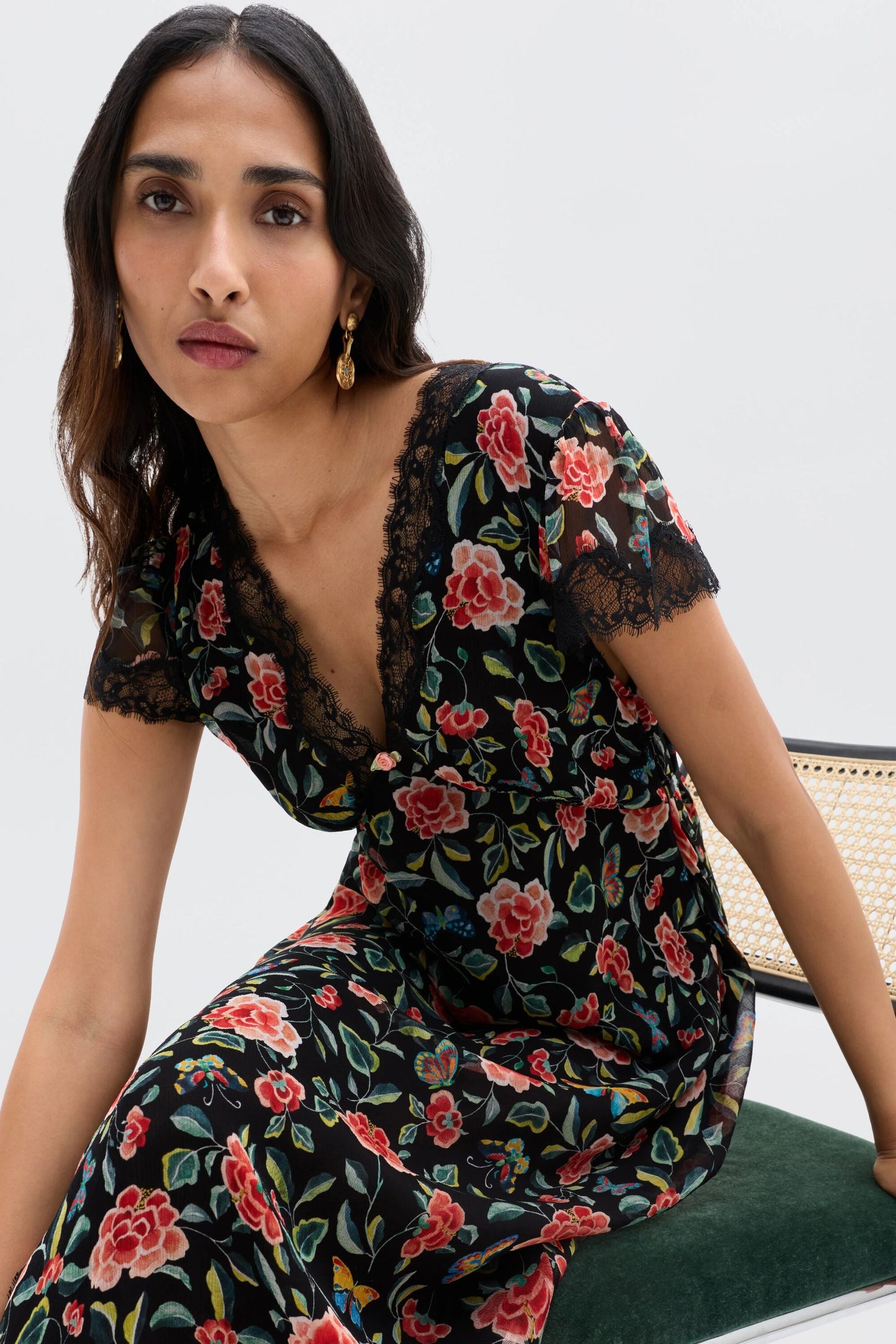 Clarice - Butterfly Floral Black