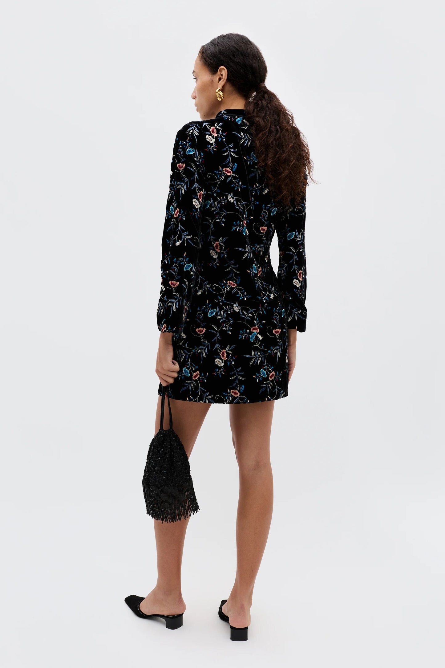 Delphina - Botanical Embroidery Black