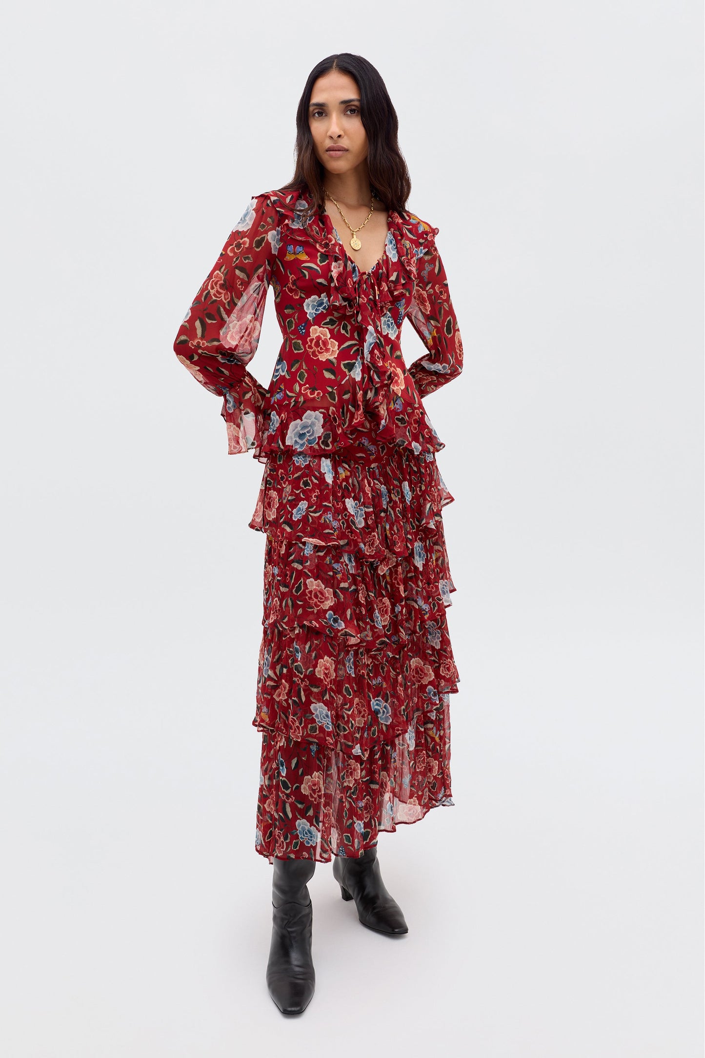 Taryn - Butterfly Floral Burgundy