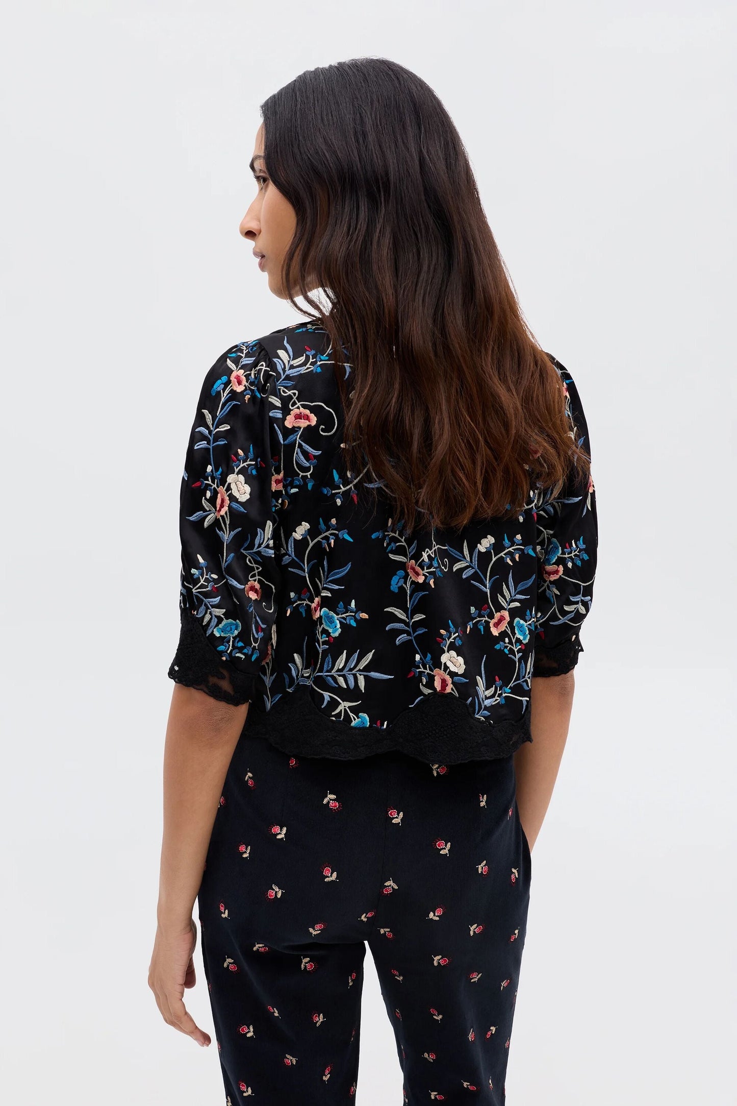 Ursula - Botanical Embroidery Black
