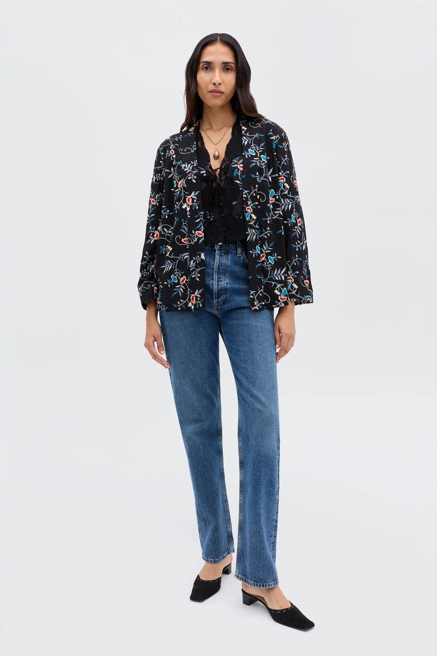 Malachy - Botanical Embroidery Black