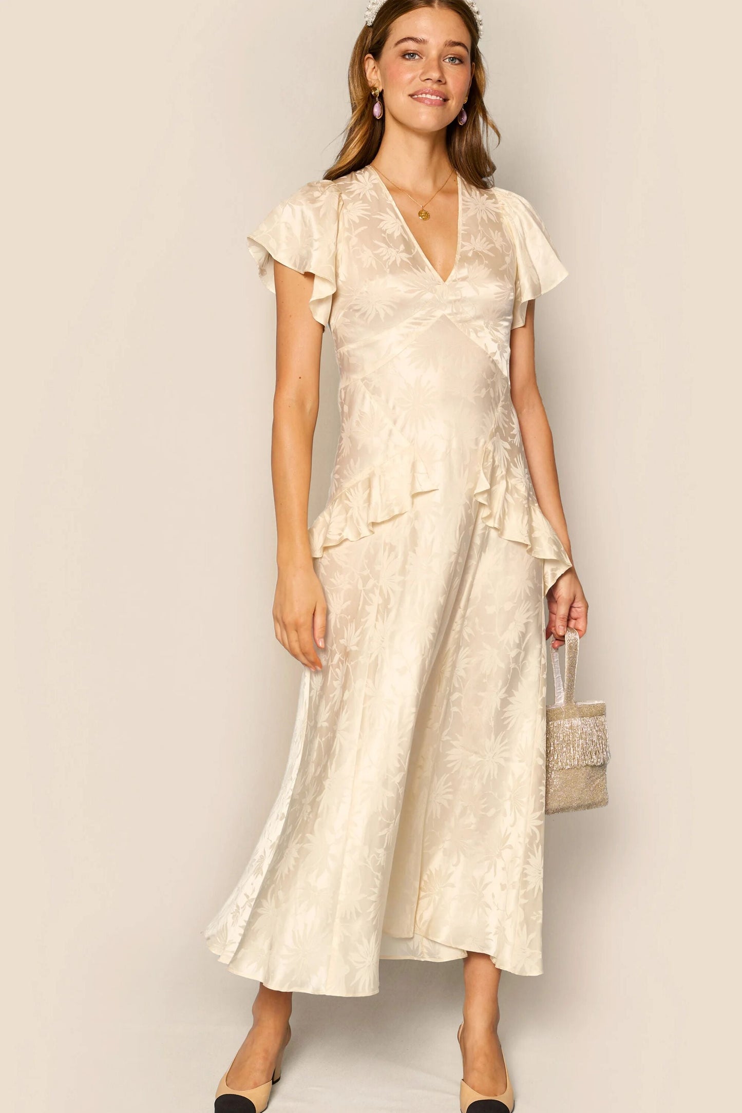 Evie - Daisy Jacquard Champagne
