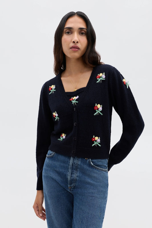 Merinda - Floret Embroidery Deep Navy