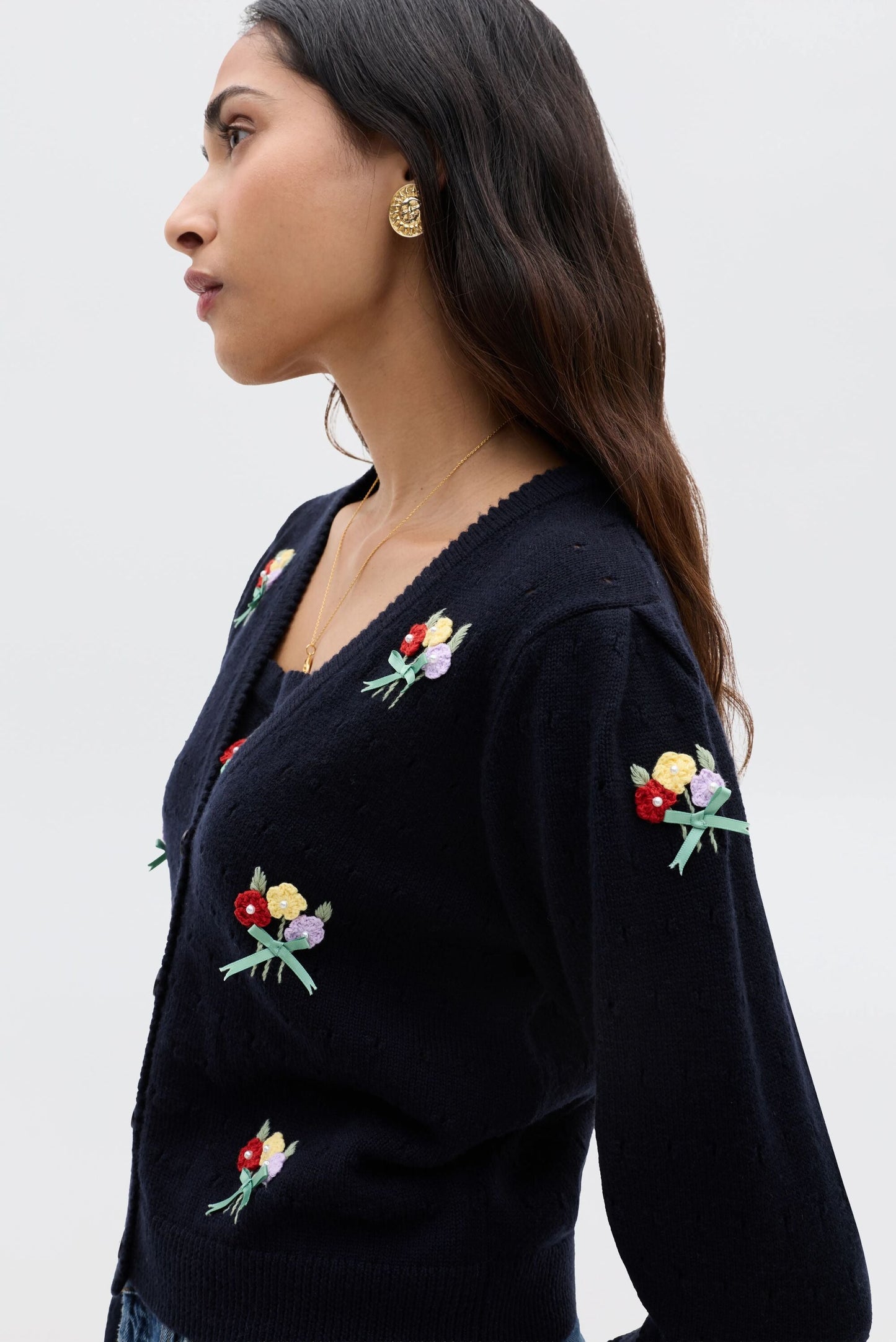 Merinda - Floret Embroidery Deep Navy